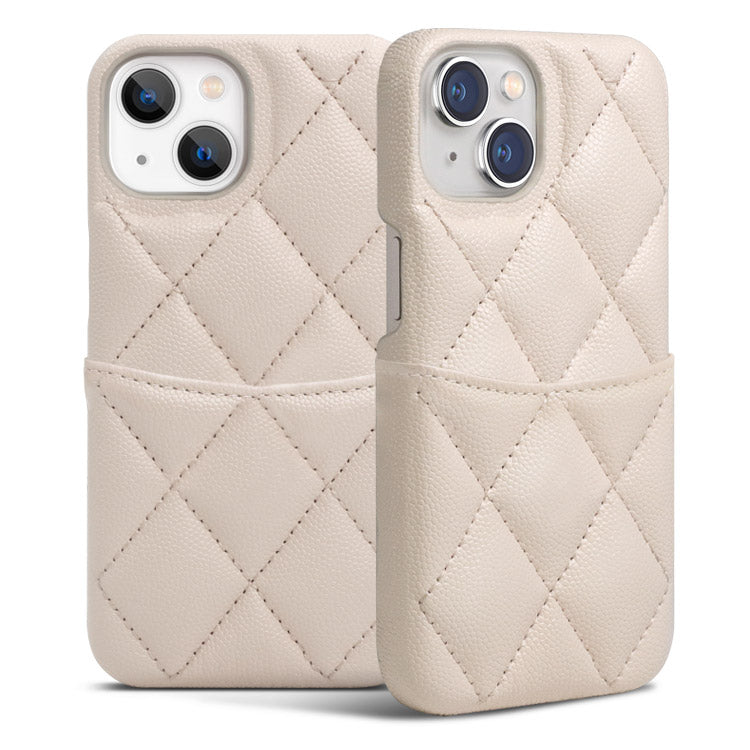 【ショルダーストラッププレゼント】カードポケット付き｜キルティング レザー風 iPhoneケース[iPhone14/13/12/11/SEシリーズ]