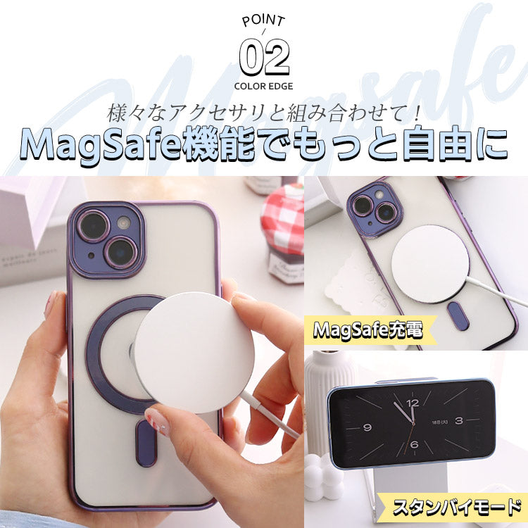 選べるリング・グリップ付きMagsafe対応背面クリアiPhoneケース