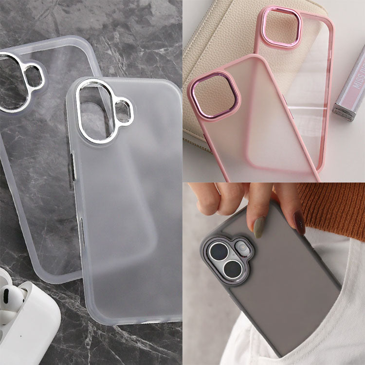 くすみカラー背面クリアケース｜シンプル耐衝撃スマホケース[iPhone16/15/14/13シリーズ]