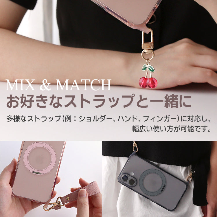 【360°回転リングスタンドとケースのお得なセット】5カラー｜4WAYクリアiPhoneケース