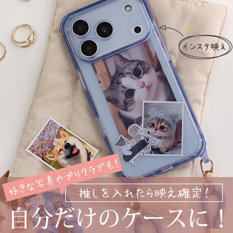 【ストラップセット or ケース単品】7カラー｜ストラップホール付け替え可能｜4WAYクリアiPhoneケース