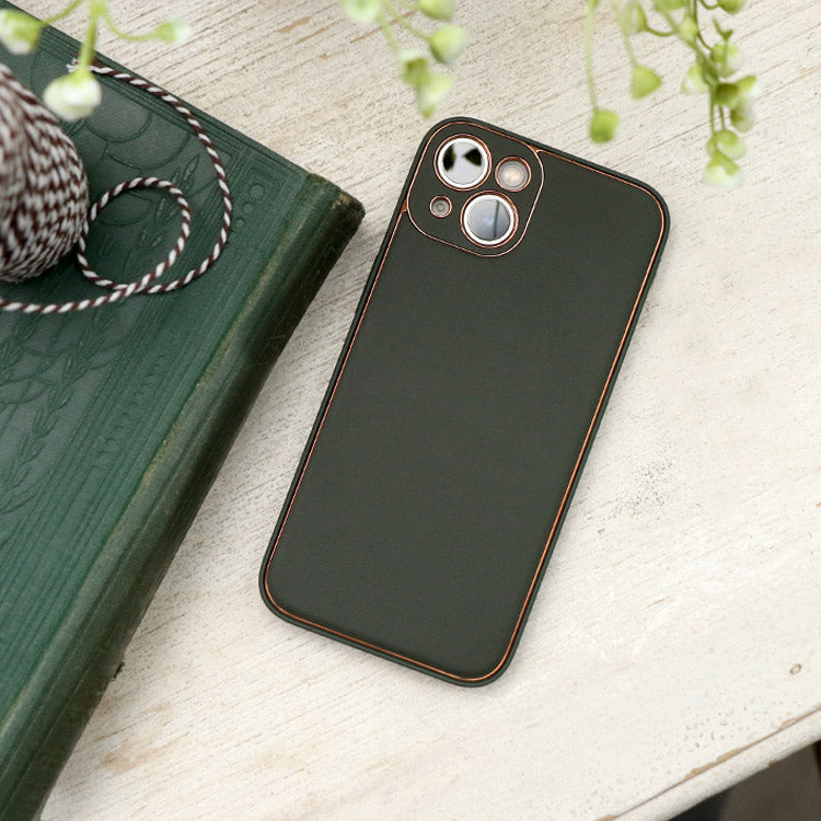 【ショルダーストラッププレゼント】ゴールドライン｜シンプルエレガンス プレミアム PUレザー iPhoneケース[iPhone12/11/SEシリーズ]