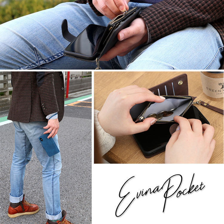 お財布のようなジッパー付き｜手帳型iPhoneケース