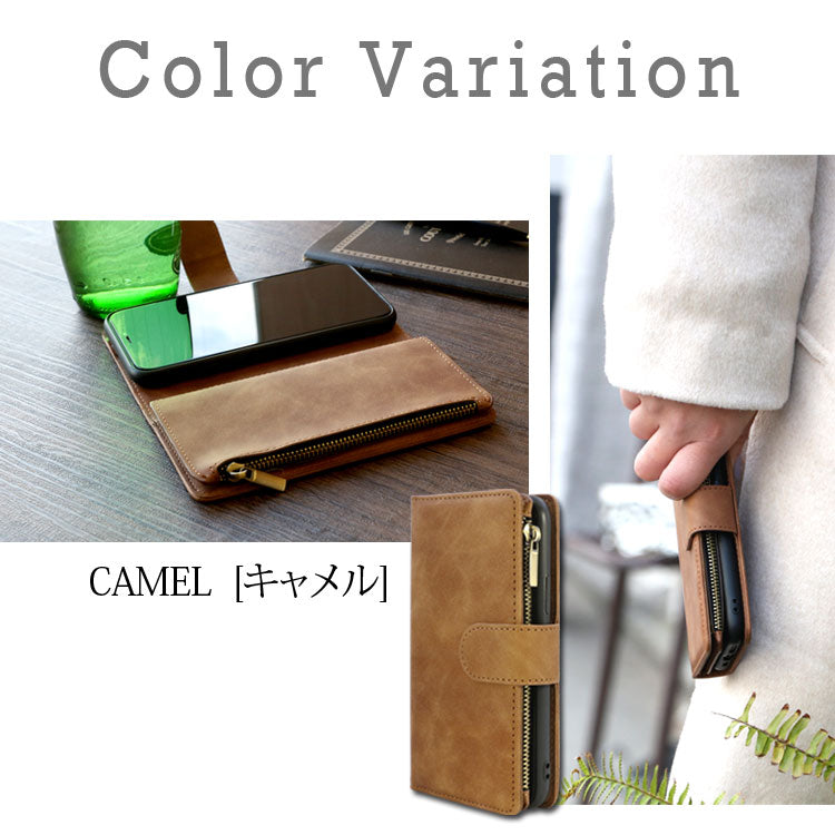 お財布のようなジッパー付き｜手帳型iPhoneケース