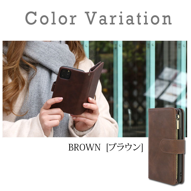 お財布のようなジッパー付き｜手帳型iPhoneケース