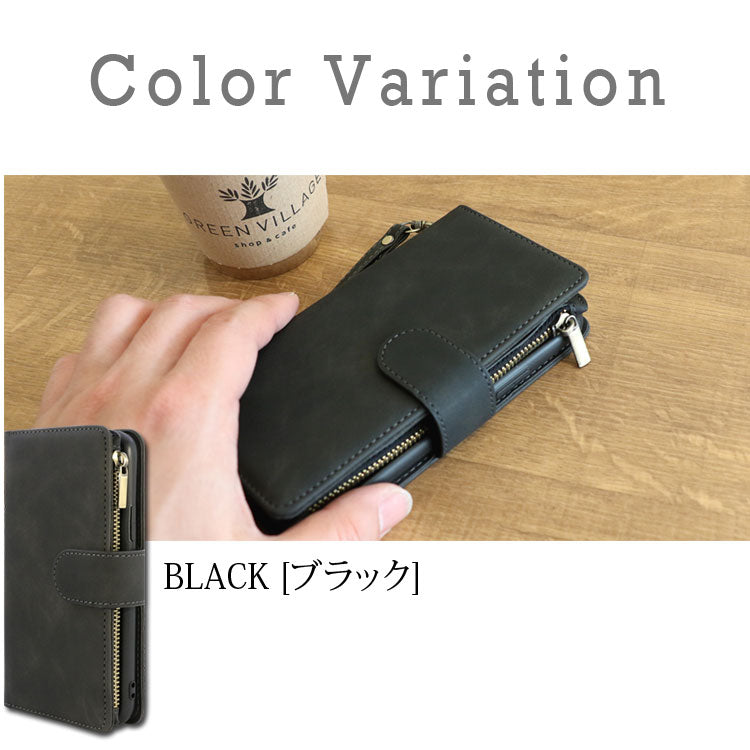お財布のようなジッパー付き｜手帳型iPhoneケース