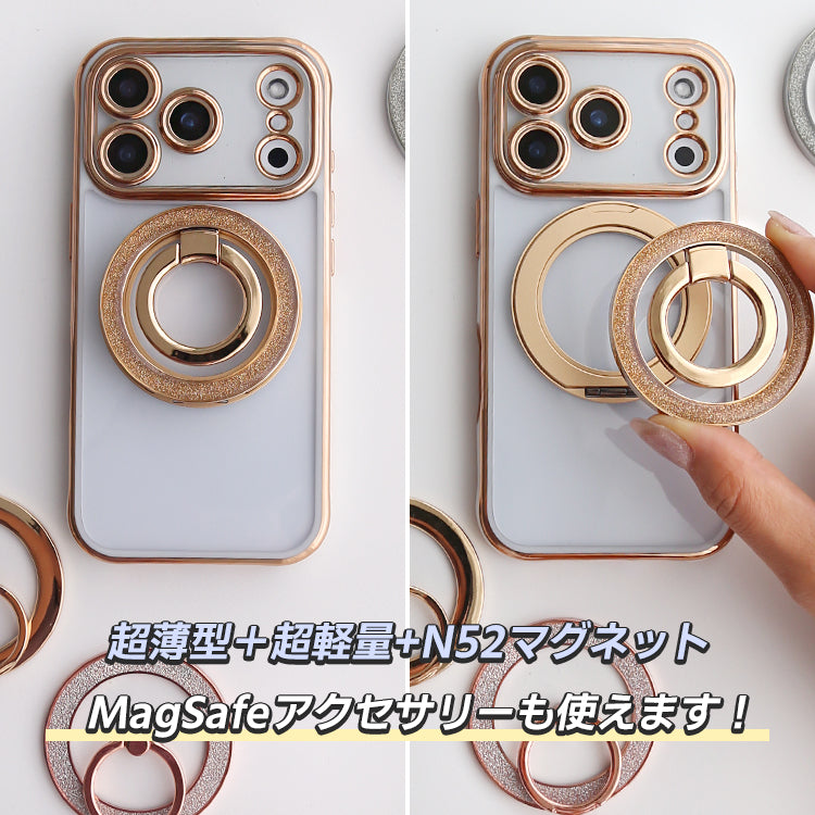 3in1スマホアクセサリー Magsafe対応スタンド360°回転スマホリング
