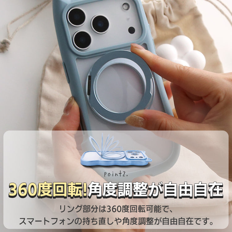 3in1スマホアクセサリー Magsafe対応スタンド360°回転スマホリング
