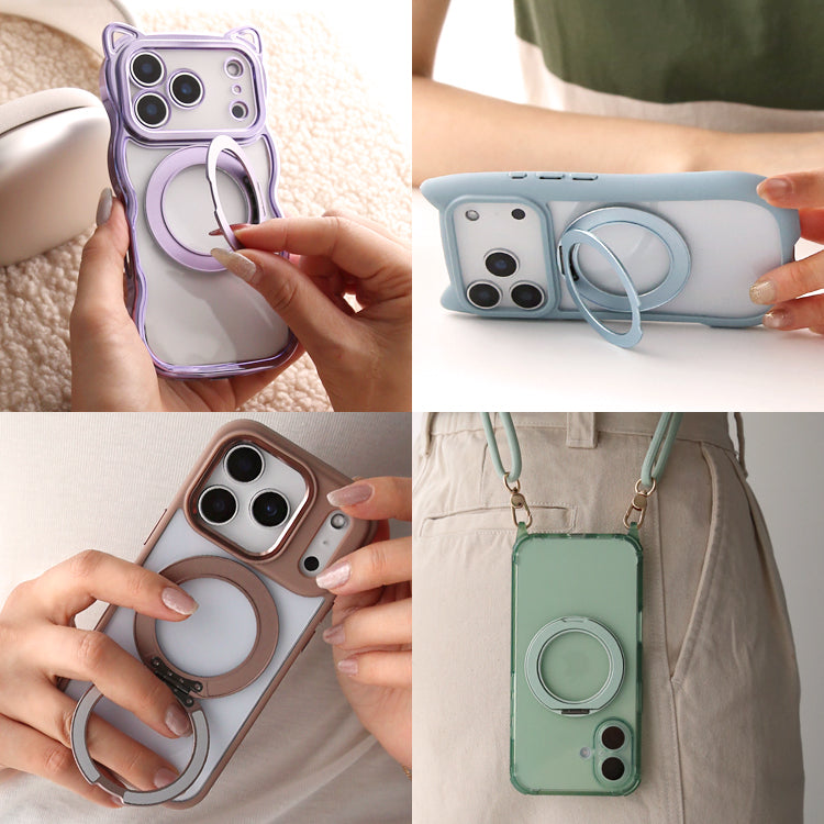 3in1スマホアクセサリー Magsafe対応スタンド360°回転スマホリング