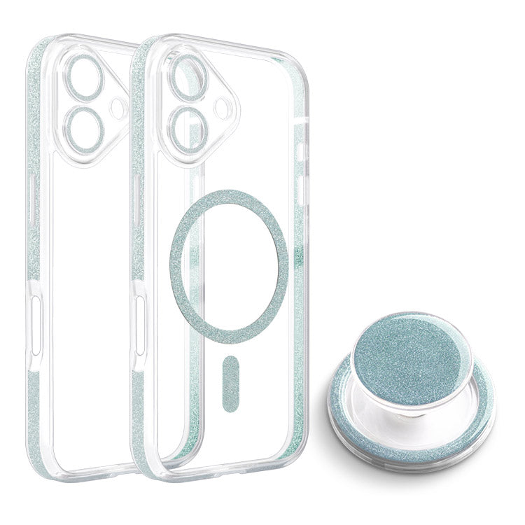 MagSafe対応グリップ付きキラキラクリアiPhoneケース
