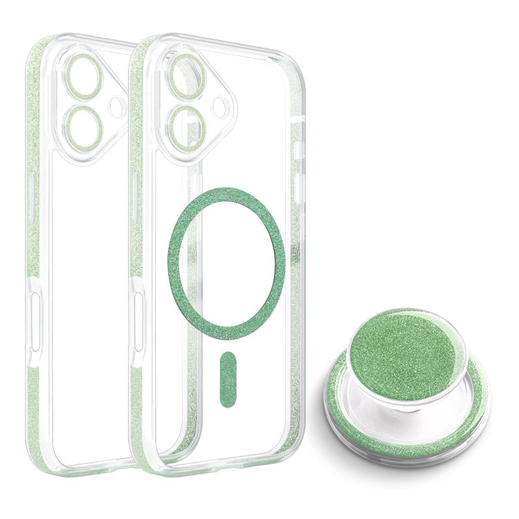 MagSafe対応グリップ付きキラキラクリアiPhoneケース