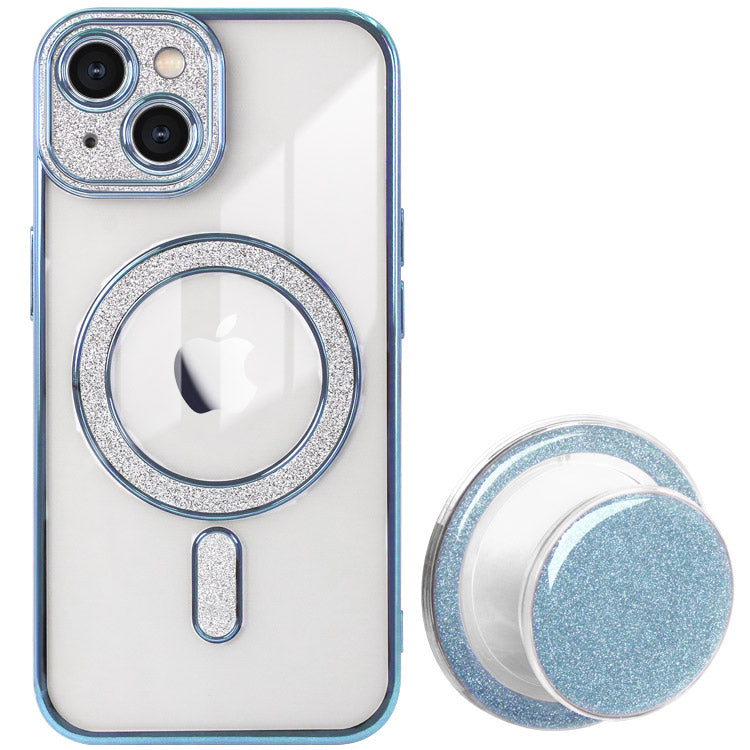 【ショルダーストラッププレゼント】MagSafe対応スマホグリップ付きキラキラiPhoneケース