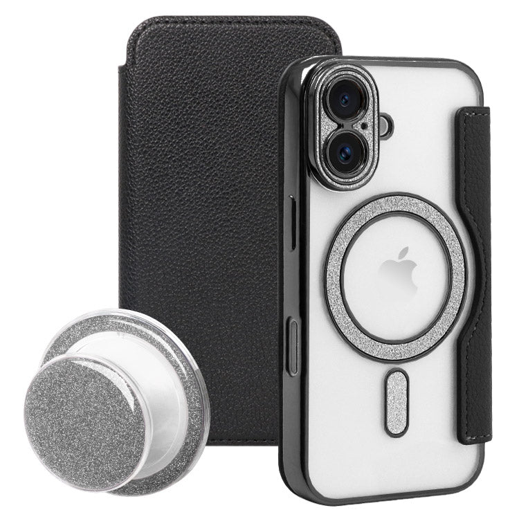 Magsafe対応手帳型iPhoneケース｜薄型グリッターグリップ付きセット