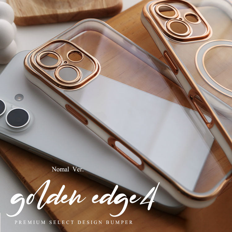 背面クリア バンパーケース｜ゴールドライン iPhoneケース｜全6色｜[iPhone16/15/14/13シリーズ]