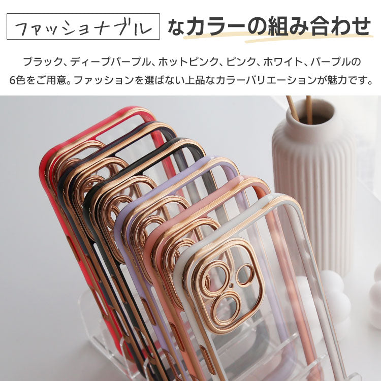 背面クリア バンパーケース｜ゴールドライン iPhoneケース｜全6色｜[iPhone16/15/14/13シリーズ]