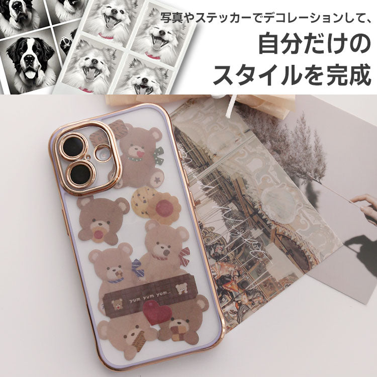 背面クリア バンパーケース｜ゴールドライン iPhoneケース｜全6色｜[iPhone16/15/14/13シリーズ]