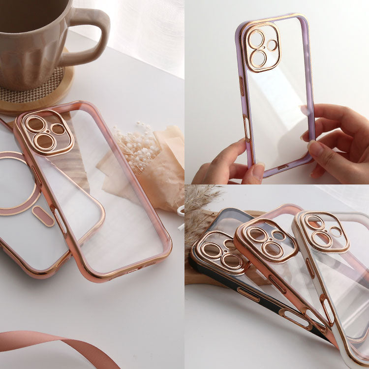 背面クリア バンパーケース｜ゴールドライン iPhoneケース｜全6色｜[iPhone16/15/14/13シリーズ]