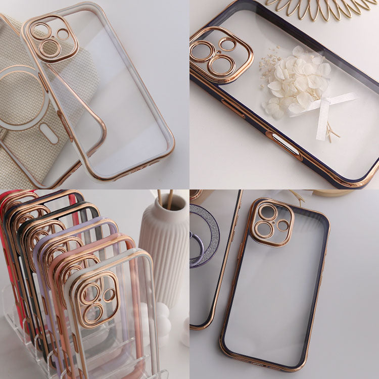 背面クリア バンパーケース｜ゴールドライン iPhoneケース｜全6色｜[iPhone17/16/15/14/13シリーズ]