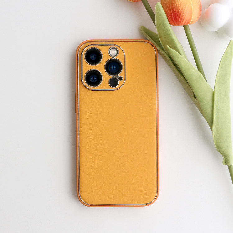 【ショルダーストラッププレゼント】ゴールドライン｜シンプルエレガンス プレミアム PUレザー iPhoneケース[iPhone12/11/SEシリーズ]