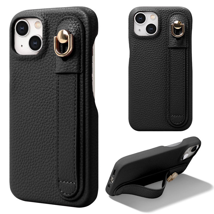 【ショルダーストラッププレゼント】【背面ベルト付き】本革風レザーiPhoneケース｜大人くすみカラー全8色・スタンド＆落下防止ベルト付き