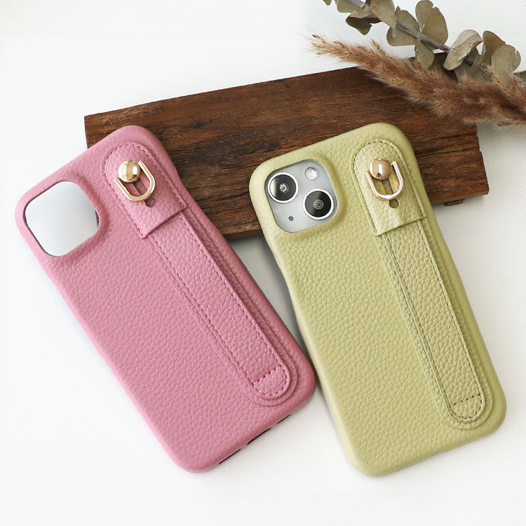 【ショルダーストラッププレゼント】【背面ベルト付き】本革風レザーiPhoneケース｜大人くすみカラー全8色・スタンド＆落下防止ベルト付き