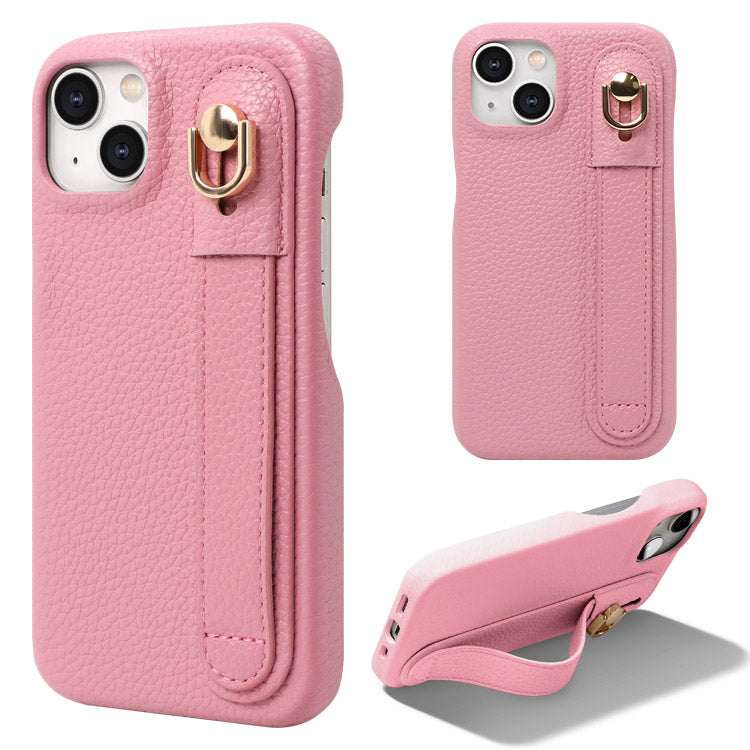 背面ベルト付きスマホケース｜本革風×アニマルフリー｜くすみカラー全8