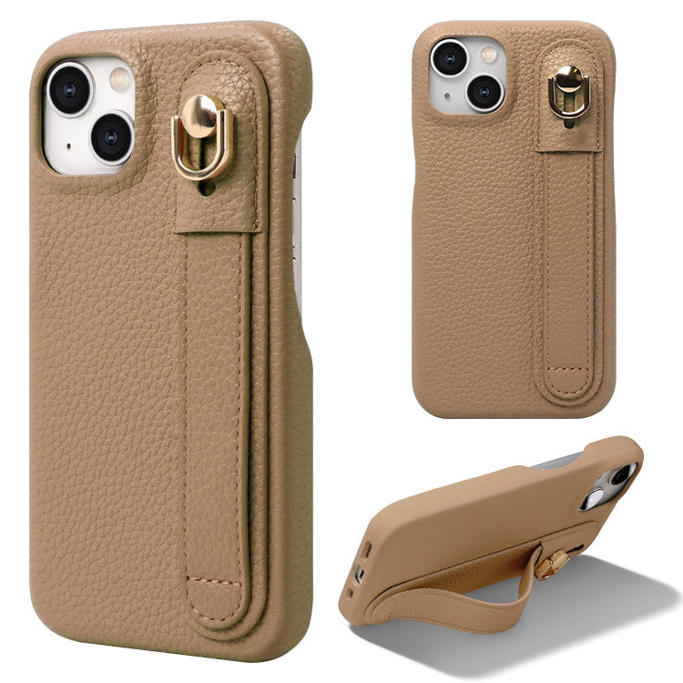 【ショルダーストラッププレゼント】【背面ベルト付き】本革風レザーiPhoneケース｜大人くすみカラー全8色・スタンド＆落下防止ベルト付き