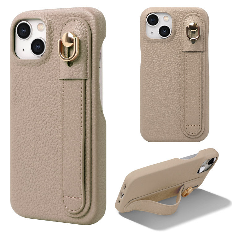 【ショルダーストラッププレゼント】【背面ベルト付き】本革風レザーiPhoneケース｜大人くすみカラー全8色・スタンド＆落下防止ベルト付き