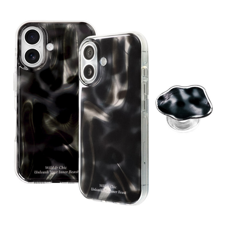 【選べる スマホグリップ付き ショルダーストラップ付き】マーブル柄｜バンパー型 iPhoneケース