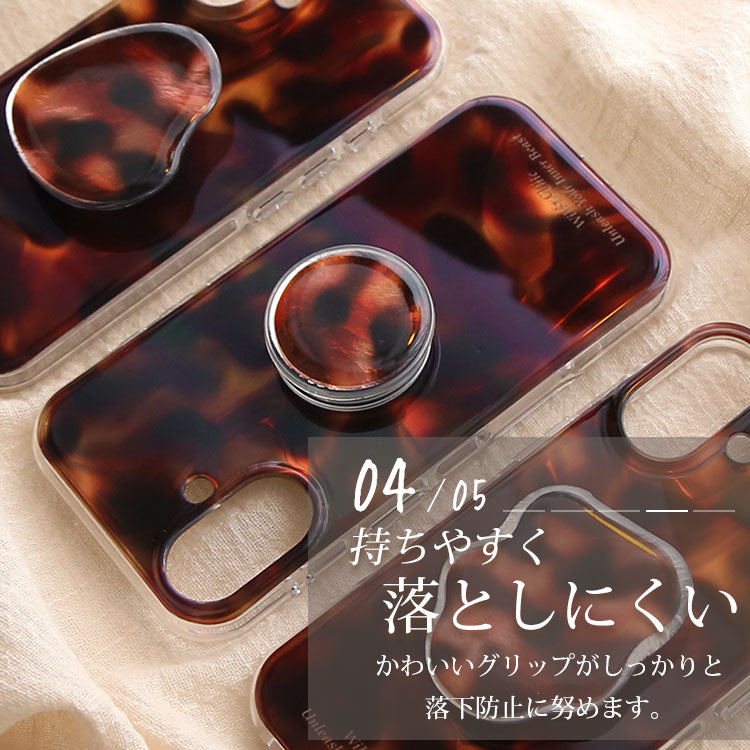 【選べる スマホグリップ付き ショルダーストラップ付き】マーブル柄｜バンパー型 iPhoneケース