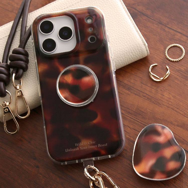 【選べる スマホグリップ付き ショルダーストラップ付き】マーブル柄｜バンパー型 iPhoneケース