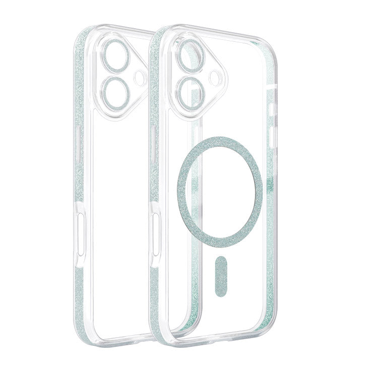 MagSafe対応ステッカー付きキラキラクリアiPhoneケース