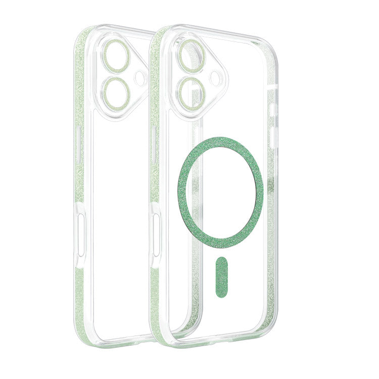MagSafe対応ステッカー付きキラキラクリアiPhoneケース