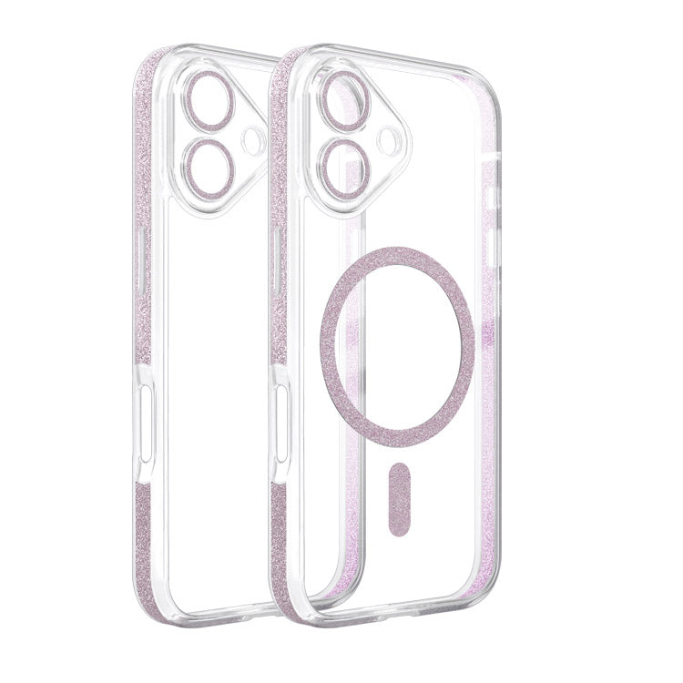 MagSafe対応ステッカー付きキラキラクリアiPhoneケース