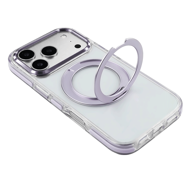 MagSafe対応 360度回転 リング付き スタンド内蔵 クリア iPhone ケース