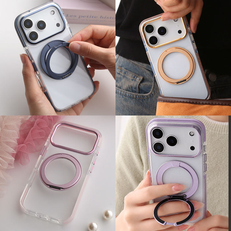 MagSafe対応 360度回転 リング付き スタンド内蔵 クリア iPhone ケース