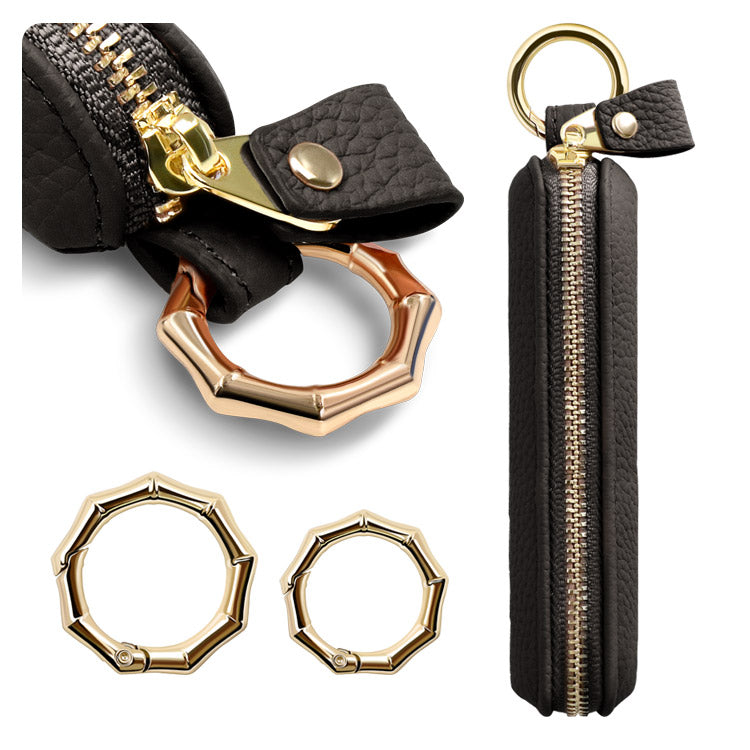 選べる長さ｜バンブー型カラビナ付き｜本革コインケース