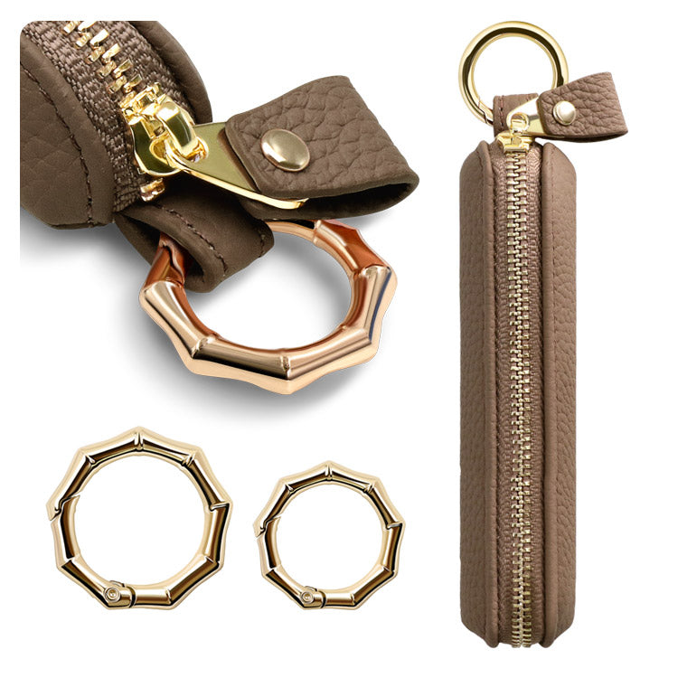 選べる長さ｜バンブー型カラビナ付き｜本革コインケース