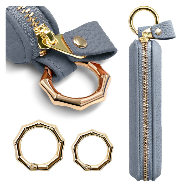 選べる長さ｜バンブー型カラビナ付き｜本革コインケース