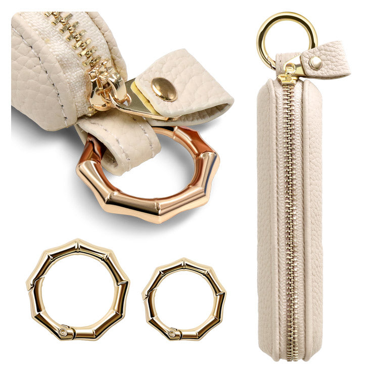 選べる長さ｜バンブー型カラビナ付き｜本革コインケース