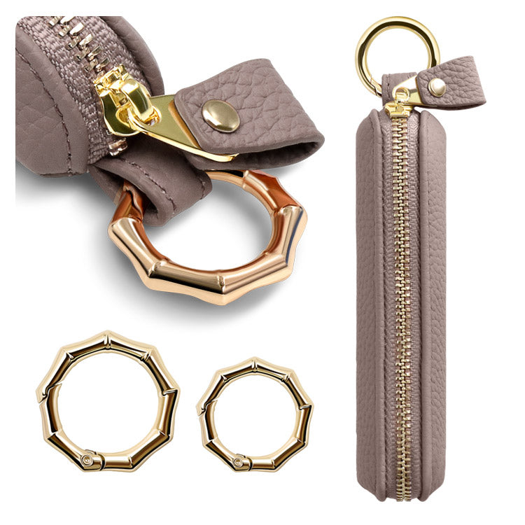 選べる長さ｜バンブー型カラビナ付き｜本革コインケース