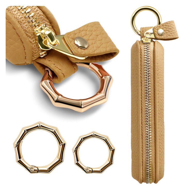 選べる長さ｜バンブー型カラビナ付き｜本革コインケース