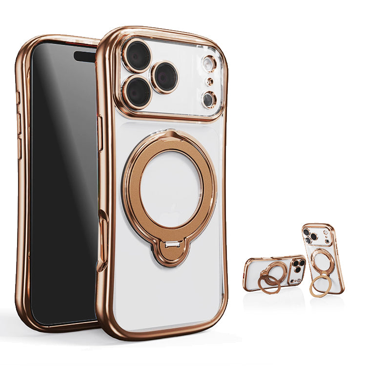 MagSafe対応 360度回転 リング付き スタンド内蔵 クリア iPhone ケース