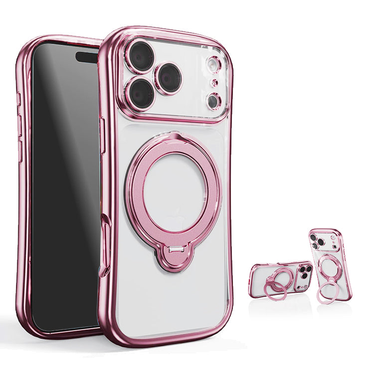MagSafe対応 360度回転 リング付き スタンド内蔵 クリア iPhone ケース