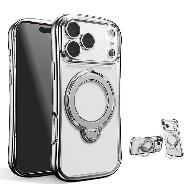 MagSafe対応 360度回転 リング付き スタンド内蔵 クリア iPhone ケース