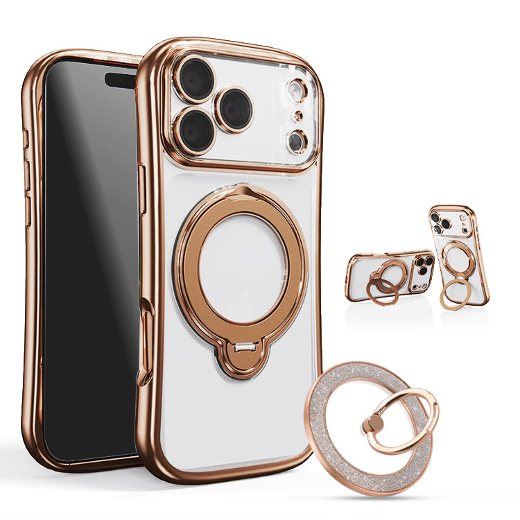 MagSafe対応 360度回転 リング付き スタンド内蔵 クリア iPhone ケース
