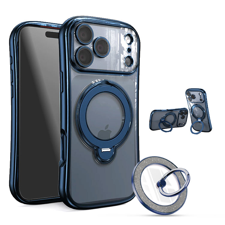 MagSafe対応 360度回転 リング付き スタンド内蔵 クリア iPhone ケース