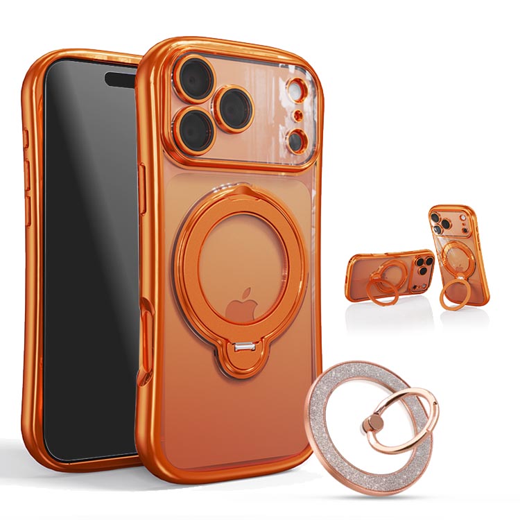MagSafe対応 360度回転 リング付き スタンド内蔵 クリア iPhone ケース