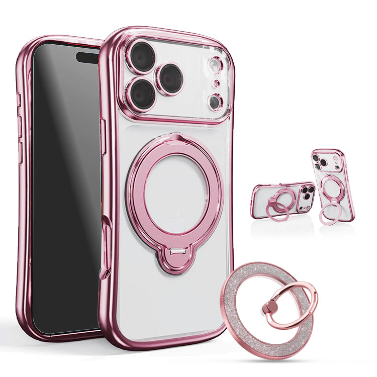 MagSafe対応 360度回転 リング付き スタンド内蔵 クリア iPhone ケース