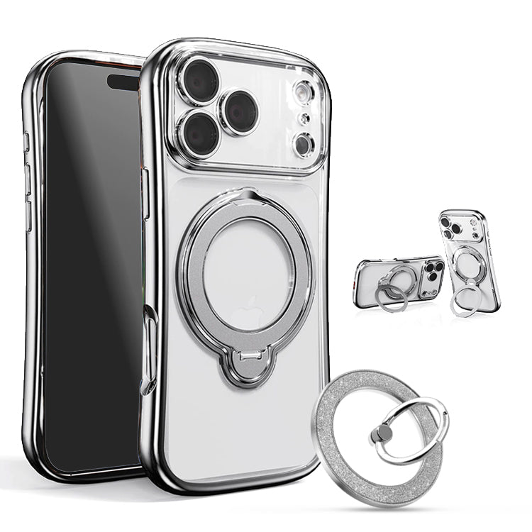 MagSafe対応 360度回転 リング付き スタンド内蔵 クリア iPhone ケース